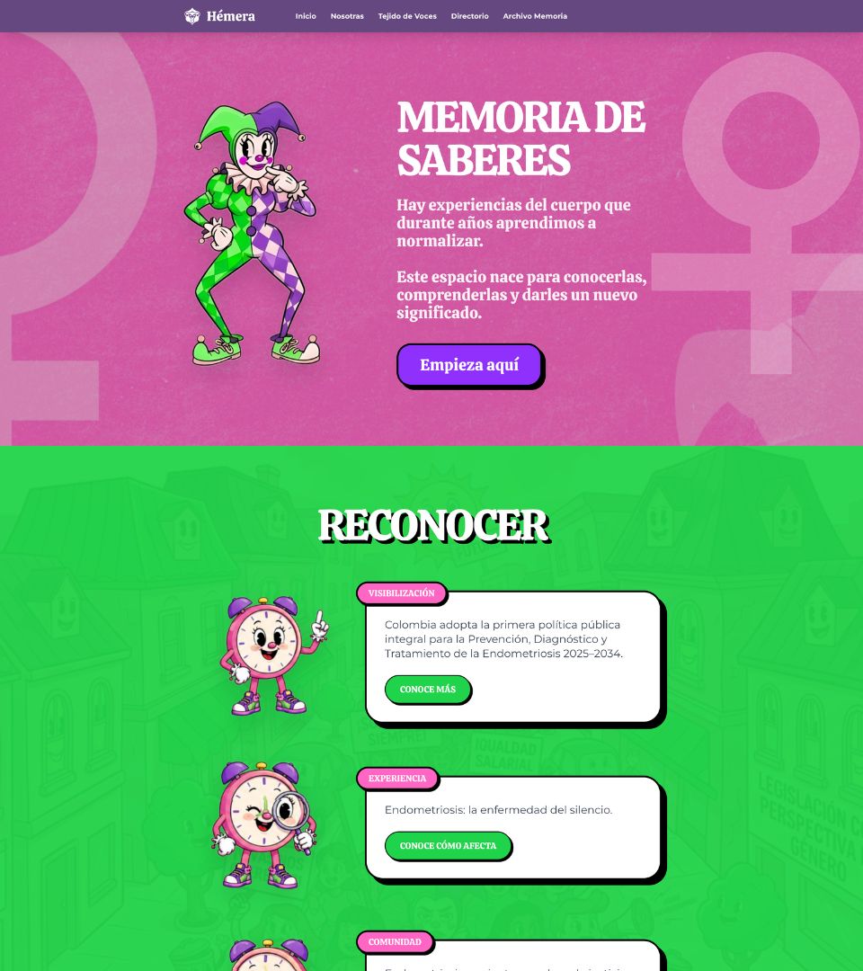 Sección Memoria de Saberes y Reconocer de Hémera